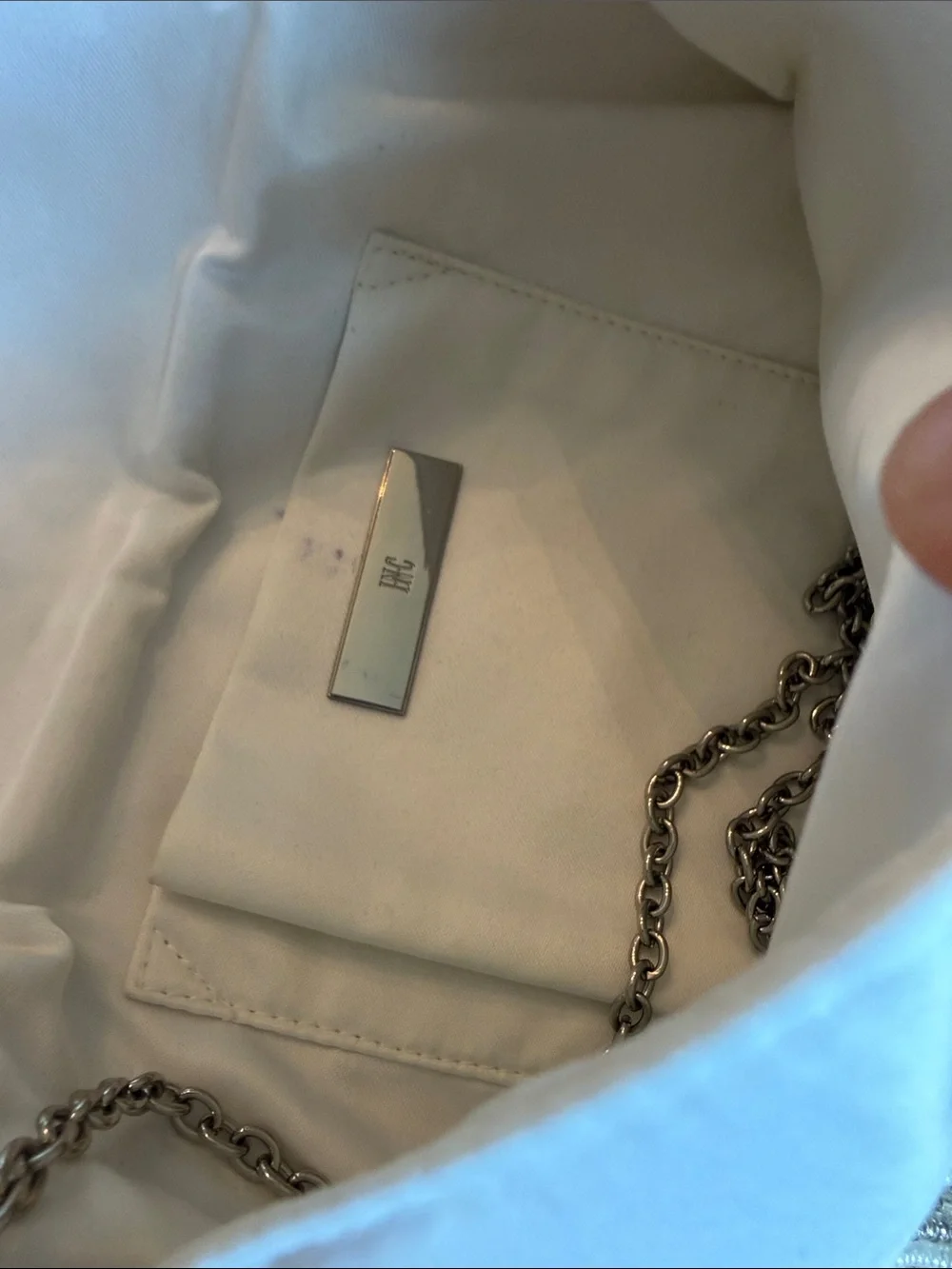 INC International Concepts Ivory and Silver Beaded Clutch